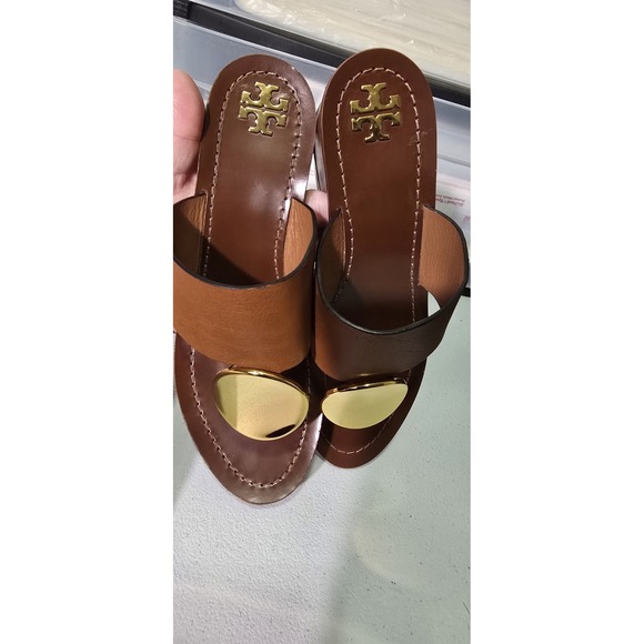 TORY BURCH sz 6.5 Patos Disc LeatherThong Mules in Mou. - Picture 7 of 10